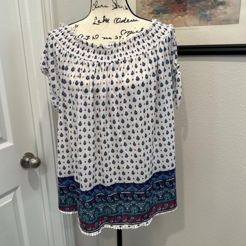 Crave Fame Off-Shoulder Boho Print Women’s Top